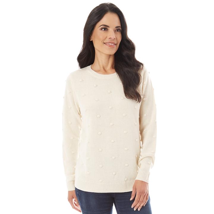 Women's Apt. 9&reg; Boucle Dot Crewneck Sweater, Size: Xxl, White