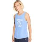 Women's Champion Heritage Contrast Trim Graphic Tank, Size: Medium, Light Blue