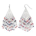 Red, White & Blue Seed Bead Fringe Kite Earrings, Women's, Multicolor