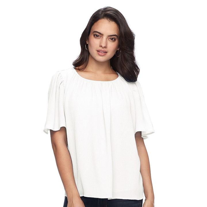 Women's Double Click Flutter Tee, Size: Large, Natural