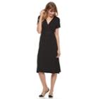 Women's Croft & Barrow&reg; Surplice Midi Dress, Size: Small, Black