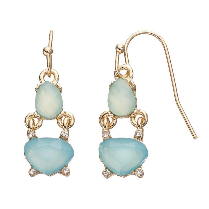 Lc Lauren Conrad Blue Double Drop Earrings, Women's, Lt Green