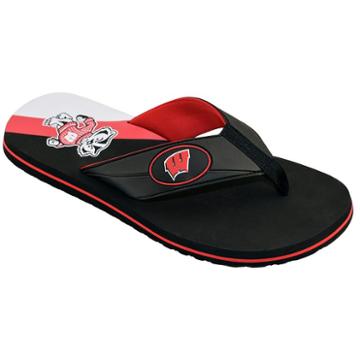 Men's College Edition Wisconsin Badgers Flip-flops, Size: Small, Black