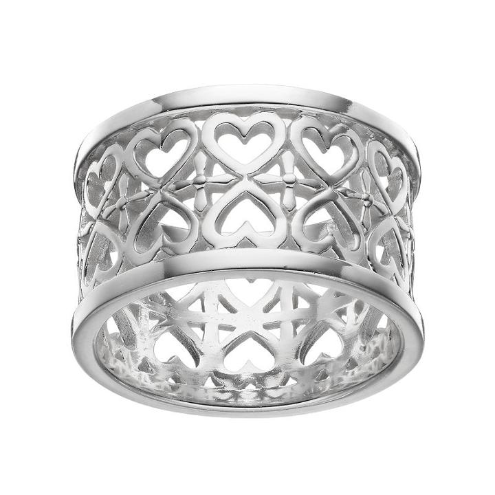 Primrose Sterling Silver Double Row Heart Ring, Women's, Size: 8, Grey