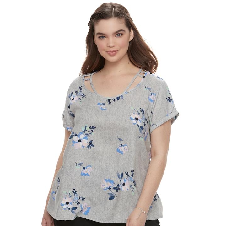 Juniors' Plus Size So&reg; Cold-clavicle Tee, Teens, Size: 3xl, Med Grey