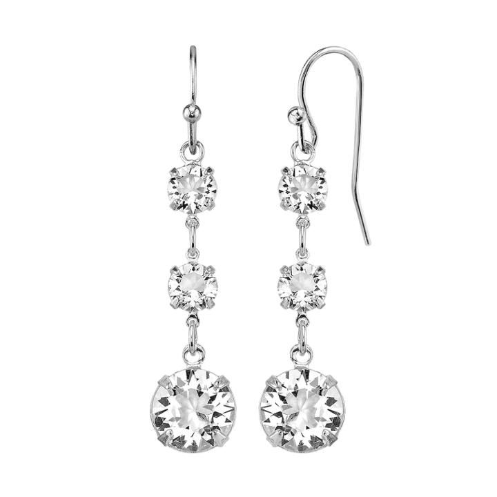 1928 Crystal Silver-tone Linear Earrings, Women's, Grey