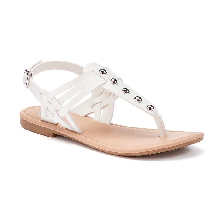 So&reg; Girls' Studded T-strap Sandals, Size: 12, White