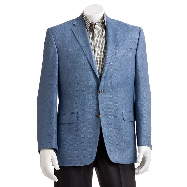 Big & Tall Chaps Classic-fit Solid Stepweave Suit Jacket, Men's, Size: 46 X-long, Blue