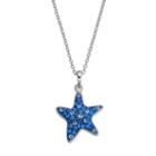 Silver Luxuries Silver Tone Crystal Starfish Pendant, Women's, Blue