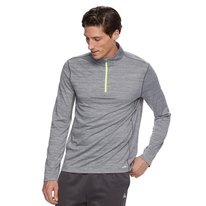 Men's Tek Gear&reg; Space-dyed Quarter-zip Top, Size: Medium, Med Grey