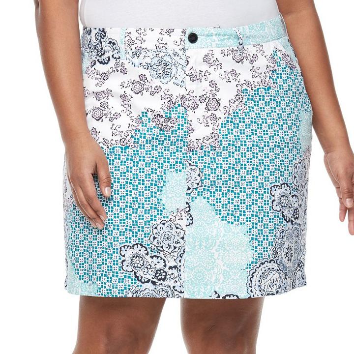 Plus Size Croft & Barrow&reg; 5-pocket Essential Floral Skort, Women's, Size: 20 W, Turquoise/blue (turq/aqua)
