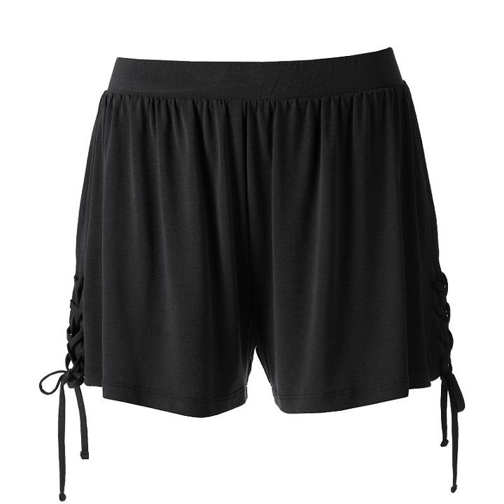 Juniors' Mudd® Lace-up Side Shortie Shorts, Teens, Size: Large, Black