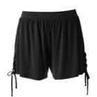 Juniors' Mudd&reg; Lace-up Side Shortie Shorts, Teens, Size: Large, Black