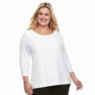 Plus Size Croft & Barrow&reg; Lace-front Scoopneck Tee, Women's, Size: 1xl, White