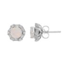 Sterling Silver Lab-created Opal & Lab-created White Sapphire Stud Earrings, Women's