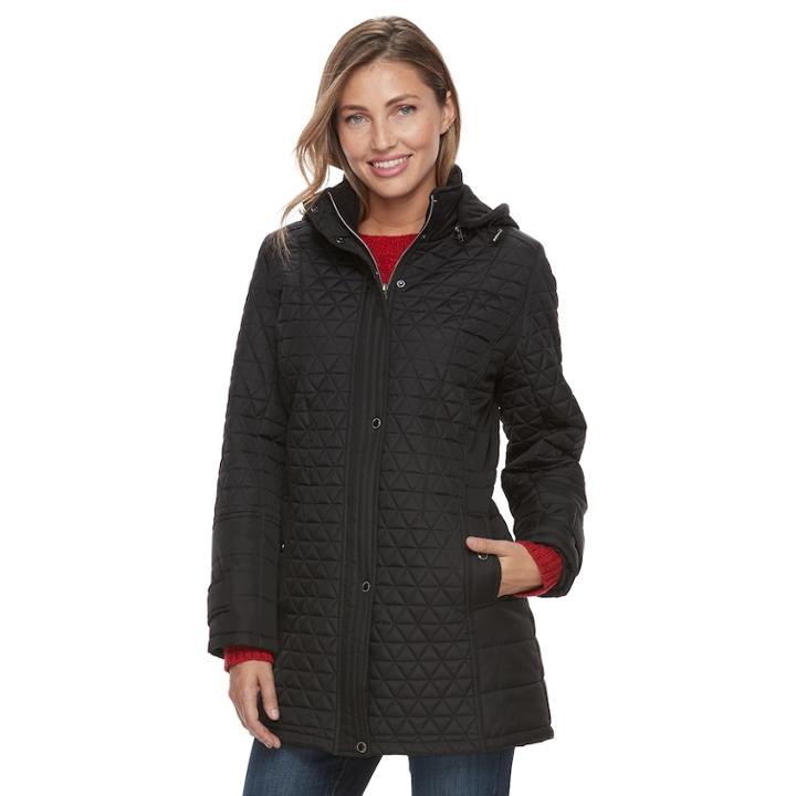Women's Kc Collections Triangle Quilted Jacket, Size: Xl, Black