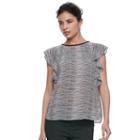 Women's Elle&trade; Print Flutter Top, Size: Small, Black