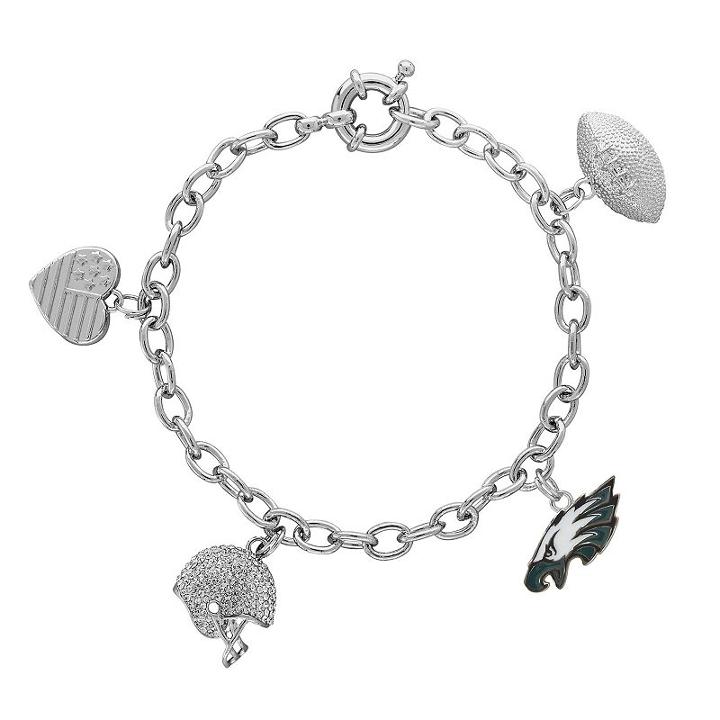 Philadelphia Eagles Charm Bracelet, Women's, Size: 7.5, White