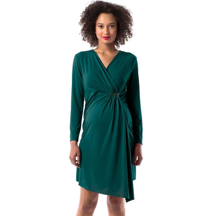 Maternity Pip & Vine By Rosie Pope Faux-wrap Dress, Women's, Size: L-mat, Med Green