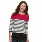 Women's Croft & Barrow&reg; Striped Crewneck Sweater, Size: Xl, Dark Pink