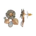 Lc Lauren Conrad Gray Flower Leaf Cluster Nickel Free Drop Earrings, Women's