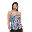 Women's Jennifer Lopez Print Ruffle Tank, Size: Small, Med Blue