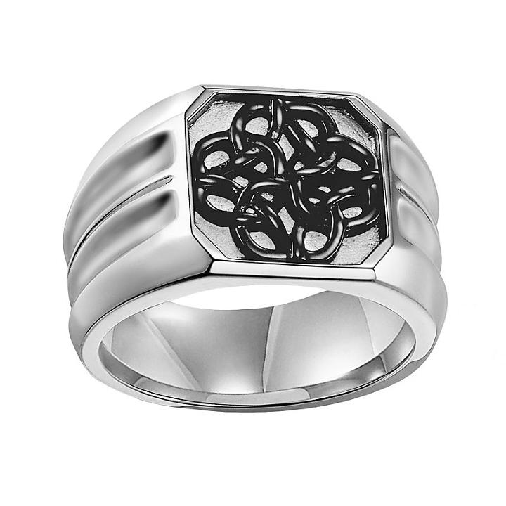 Axl By Triton Stainless Steel Celtic Knot Ring - Men, Size: 10, Grey