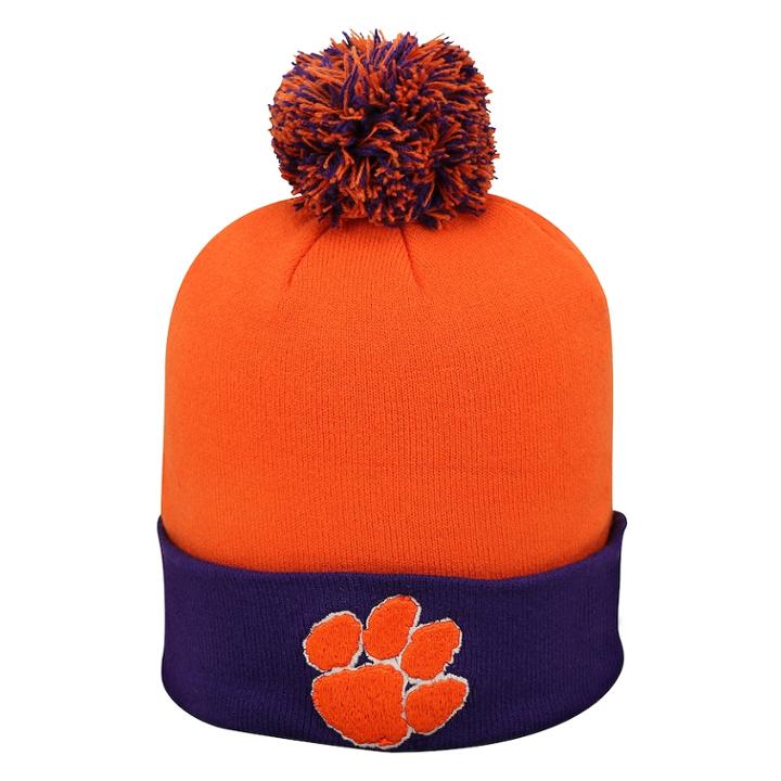 Adult Top Of The World Clemson Tigers Pom Knit Hat, Men's, Med Orange