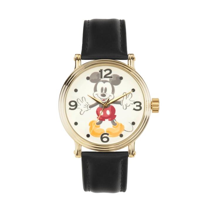 Disney's Mickey Mouse Men's Leather Watch, Size: Large, Black