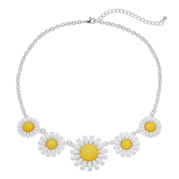Yellow Daisy Flower Statement Necklace, Women's, Med Yellow