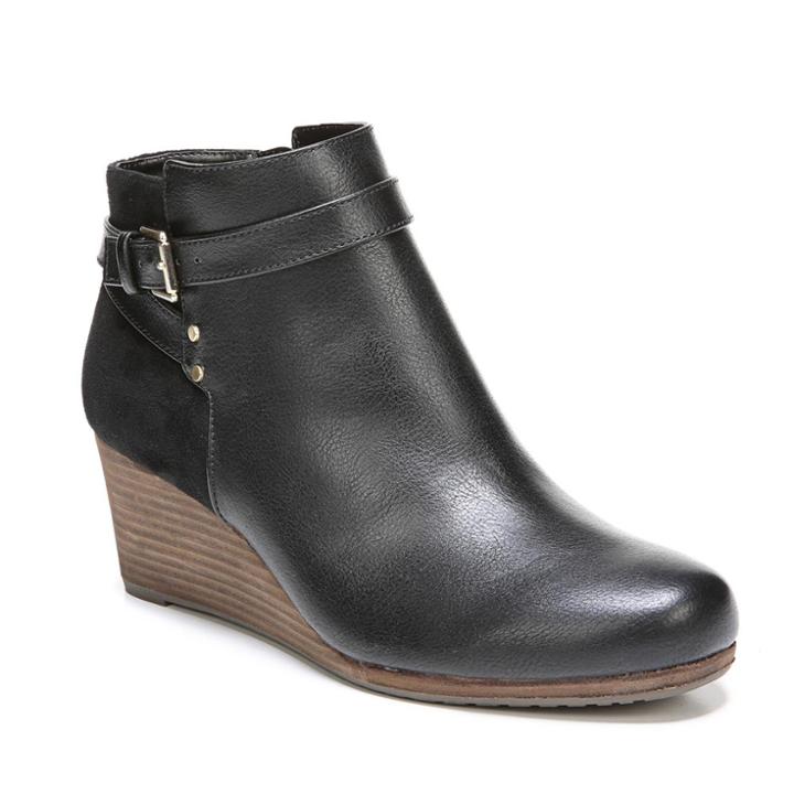 Dr. Scholl's Double Women's Wedge Ankle Boots, Size: 7.5 Wide, Black