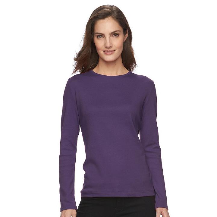 Women's Croft & Barrow&reg; Classic Crewneck Tee, Size: Xs, Drk Purple
