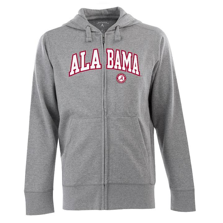 Men's Alabama Crimson Tide Signature Zip Front Fleece Hoodie, Size: Xl, Grey