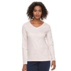 Women's Croft & Barrow&reg; Classic Long Sleeve V-neck Tee, Size: Small, Brt Pink