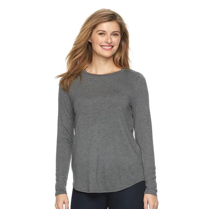 Women's Apt. 9&reg; Essential Crewneck Tee, Size: Large, Med Grey