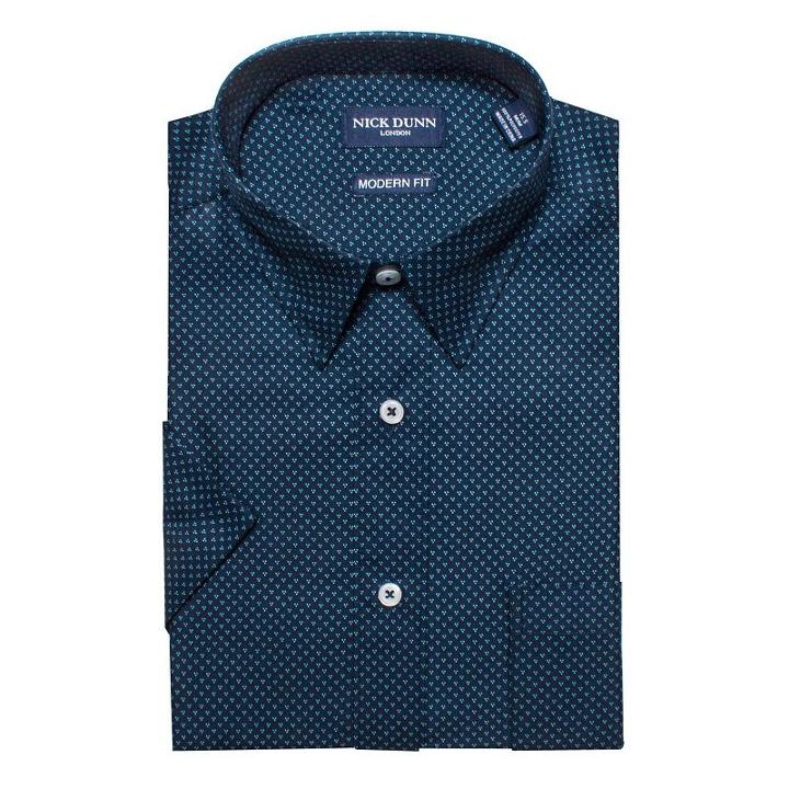 Men's Nick Dunn Modern-fit Patterned Dress Shirt, Size: Large, Blue