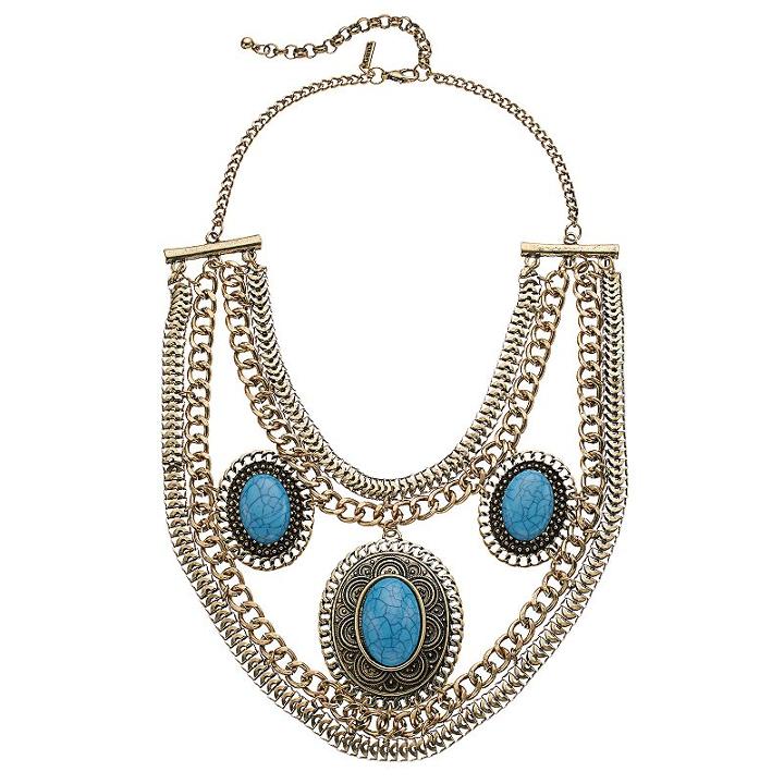 Gs By Gemma Simone Simulated Turquoise Statement Necklace, Women's, Size: 17, Blue