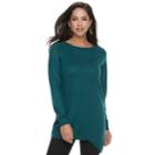 Petite Apt. 9&reg; Asymmetrical Tunic Sweater, Women's, Size: Xl Petite, Med Green