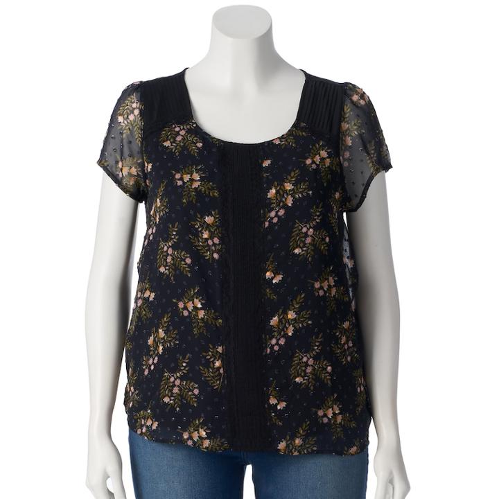 Plus Size Lc Lauren Conrad Textured Dot Top, Women's, Size: 1xl, Oxford