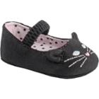 Baby Girl Wee Kids Knit Cat Skimmer Crib Shoe, Size: 0, Black