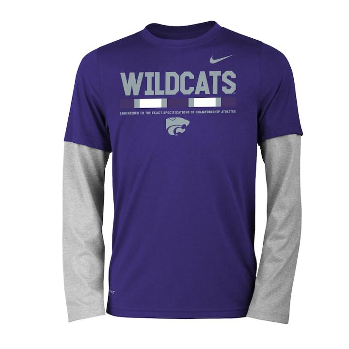 Boys 8-20 Nike Kansas State Wildcats Legend Tee Set, Size: L 14-16, Purple