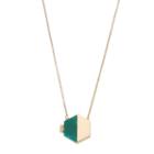 Stone Hexagon Locket Necklace, Women's, Med Green