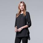 Women's Simply Vera Vera Wang Handkerchief Top, Size: Large, Black