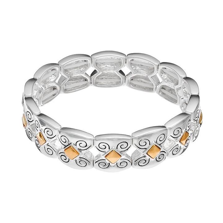 Napier Two Tone Filigree Stretch Bracelet, Women's, Multicolor