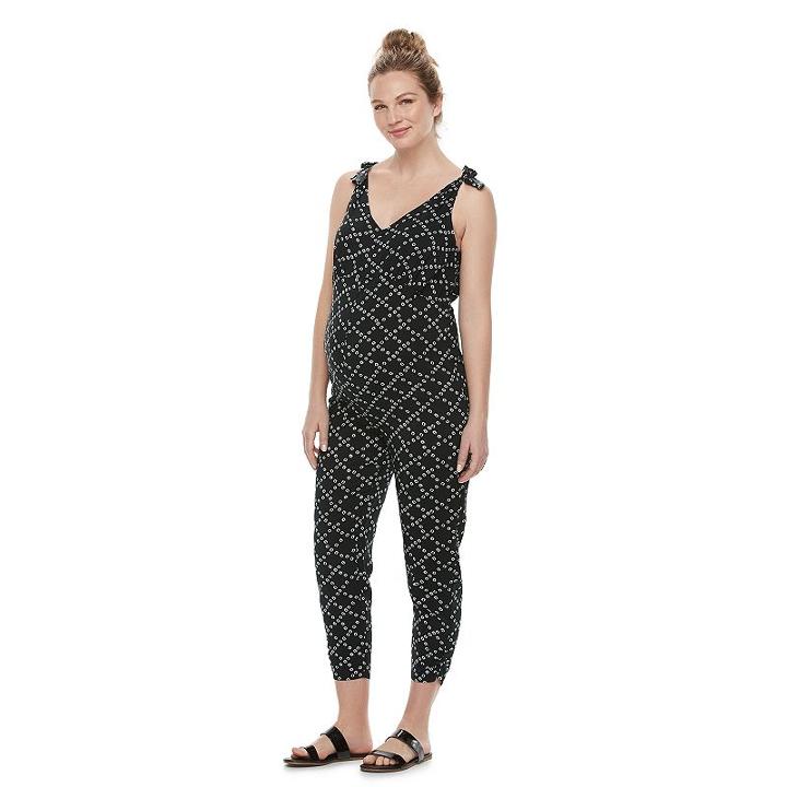 Maternity A:glow Print Jumpsuit, Women's, Size: L-mat, Black