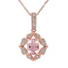 Morganite & Diamond Accent 10k Rose Gold Pendant Necklace, Women's, Size: 17, Pink