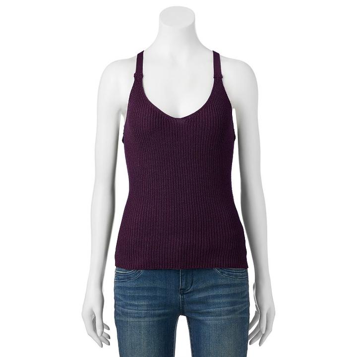 Pink Republic, Juniors' Cross Back Knit Tank, Girl's, Size: Medium, Purple Oth