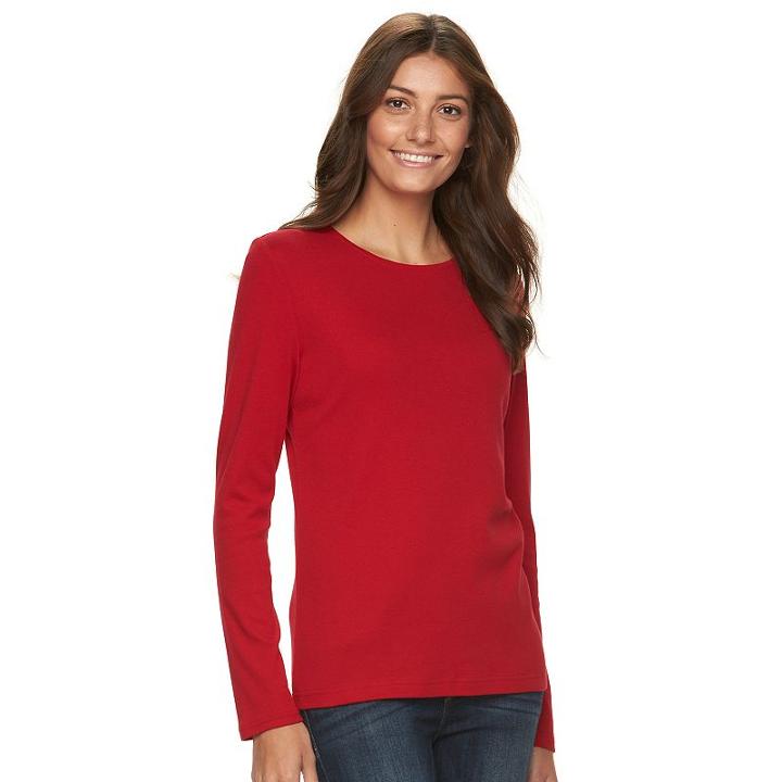 Women's Croft & Barrow&reg; Ribbed Mock-layer Sweater, Size: Large, Med Red