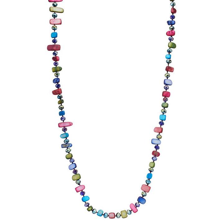 Composite Shell Long Beaded Necklace, Women's, Multicolor