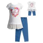 Girls 4-14 Dollie & Me Live Your Dream Glitter Graphic Chiffon Mini Dress & Capri Leggings Set, Girl's, Size: 4, Dark Blue